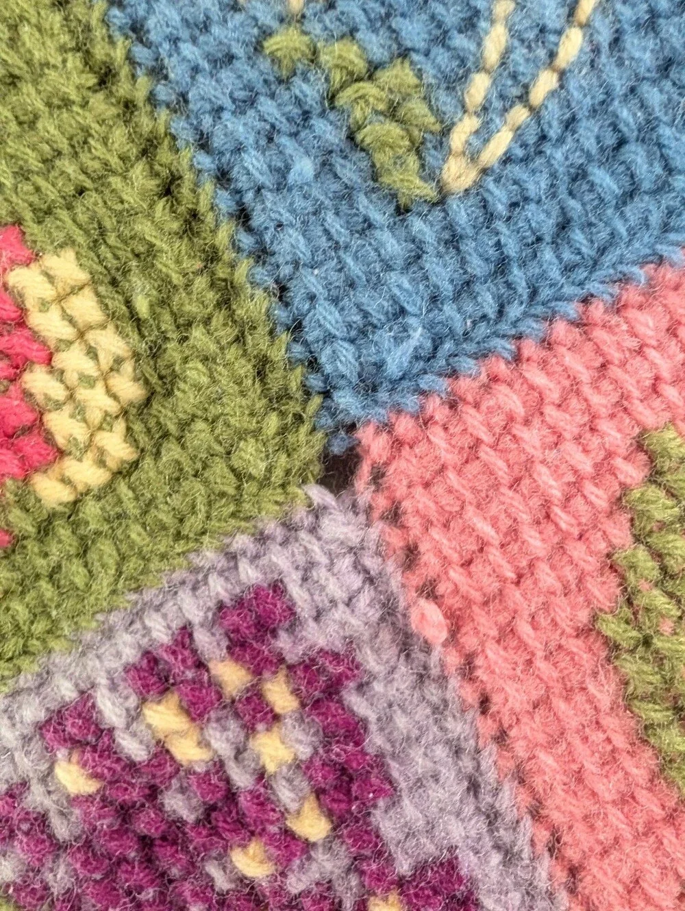 Vintage Hand Made Crochet Patchwork Floral Cottagecore Afghan Throw Blanket